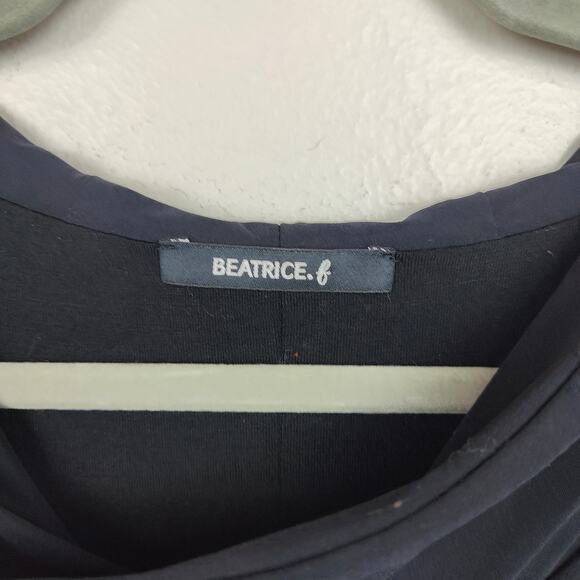 Beatrice B Commessa Dress Womens 8 Black Hooded Ponte Pleated Long Sleeve - Picture 6 of 10